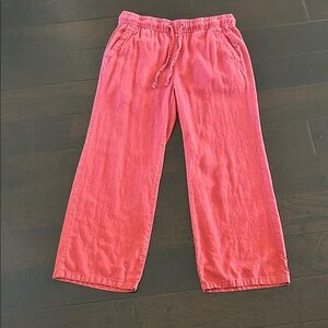 Color is a Faded red Drawstring Linen Pants